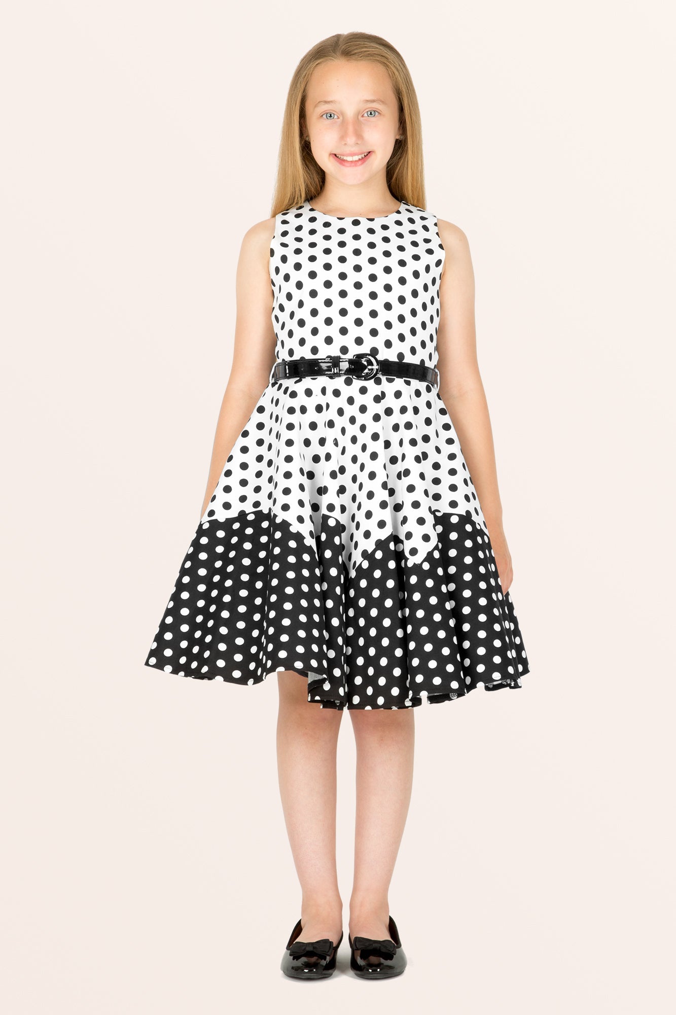 Kids Amy Polka Dot Dress - White Black