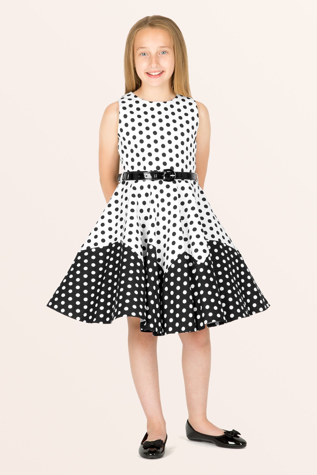 Kids Amy Polka Dot Dress - White Black