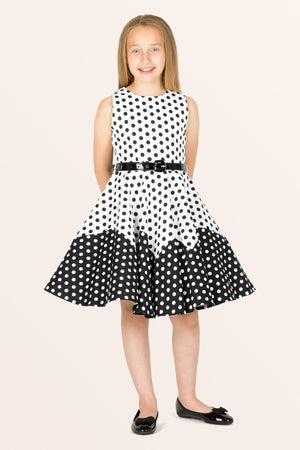 Kids Amy Polka Dot Dress - White Black