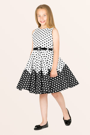Kids Amy Polka Dot Dress - White Black