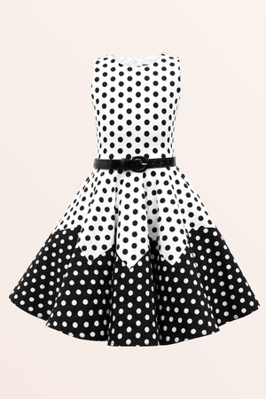 Kids Amy Polka Dot Dress - White Black