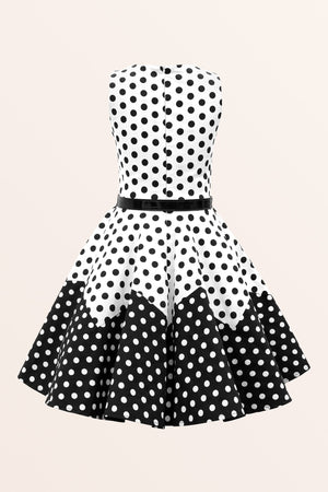 Kids Amy Polka Dot Dress - White Black