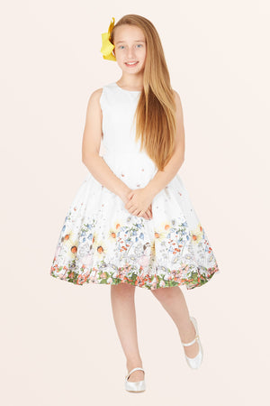 Kids Kira Flora Dress - White