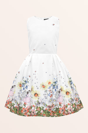 Kids Kira Flora Dress - White