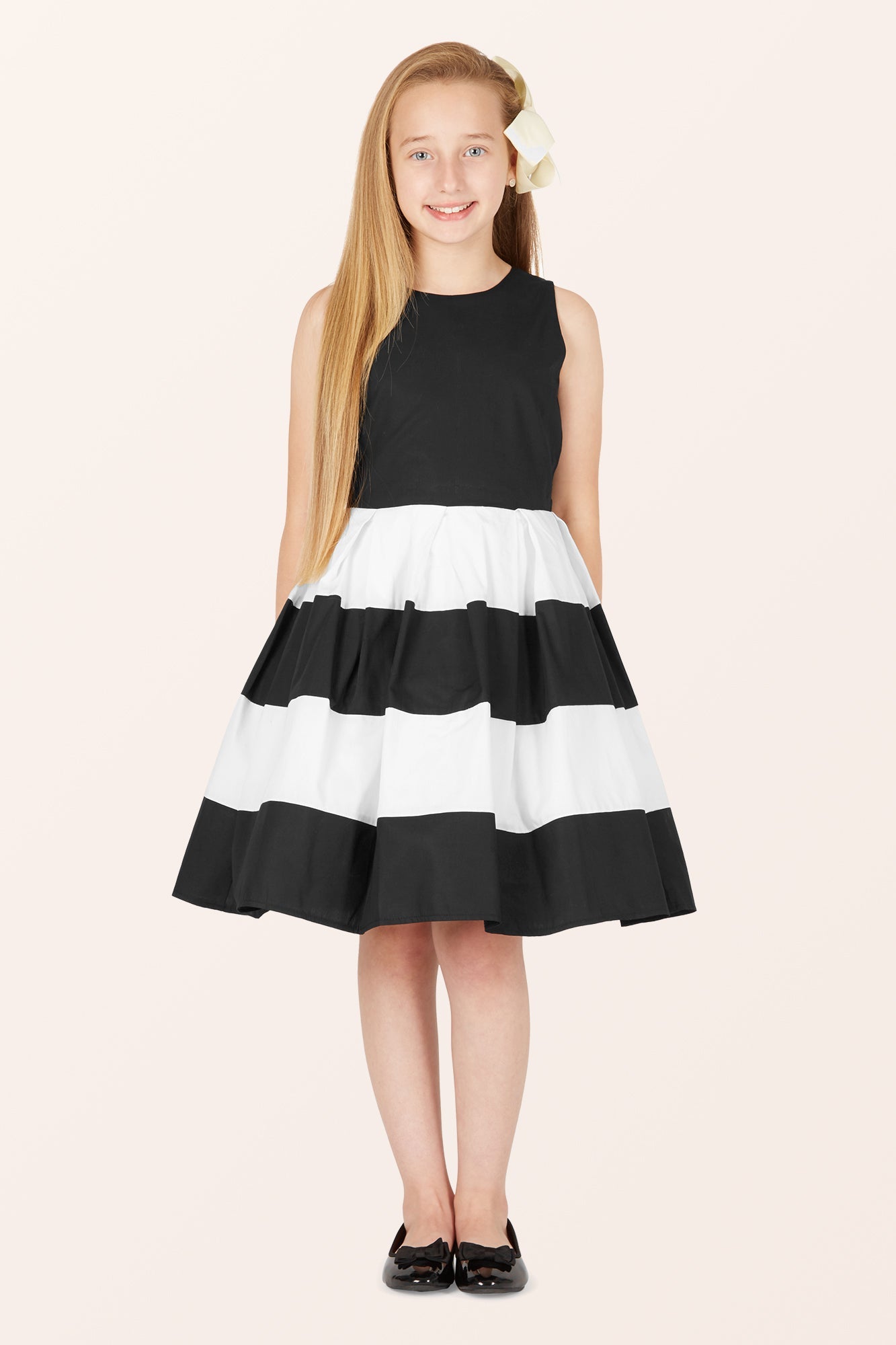 Kids Lilly Striped Dress - Black