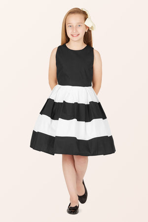 Kids Lilly Striped Dress - Black