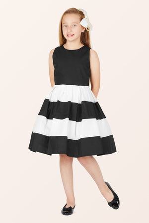 Kids Lilly Striped Dress - Black