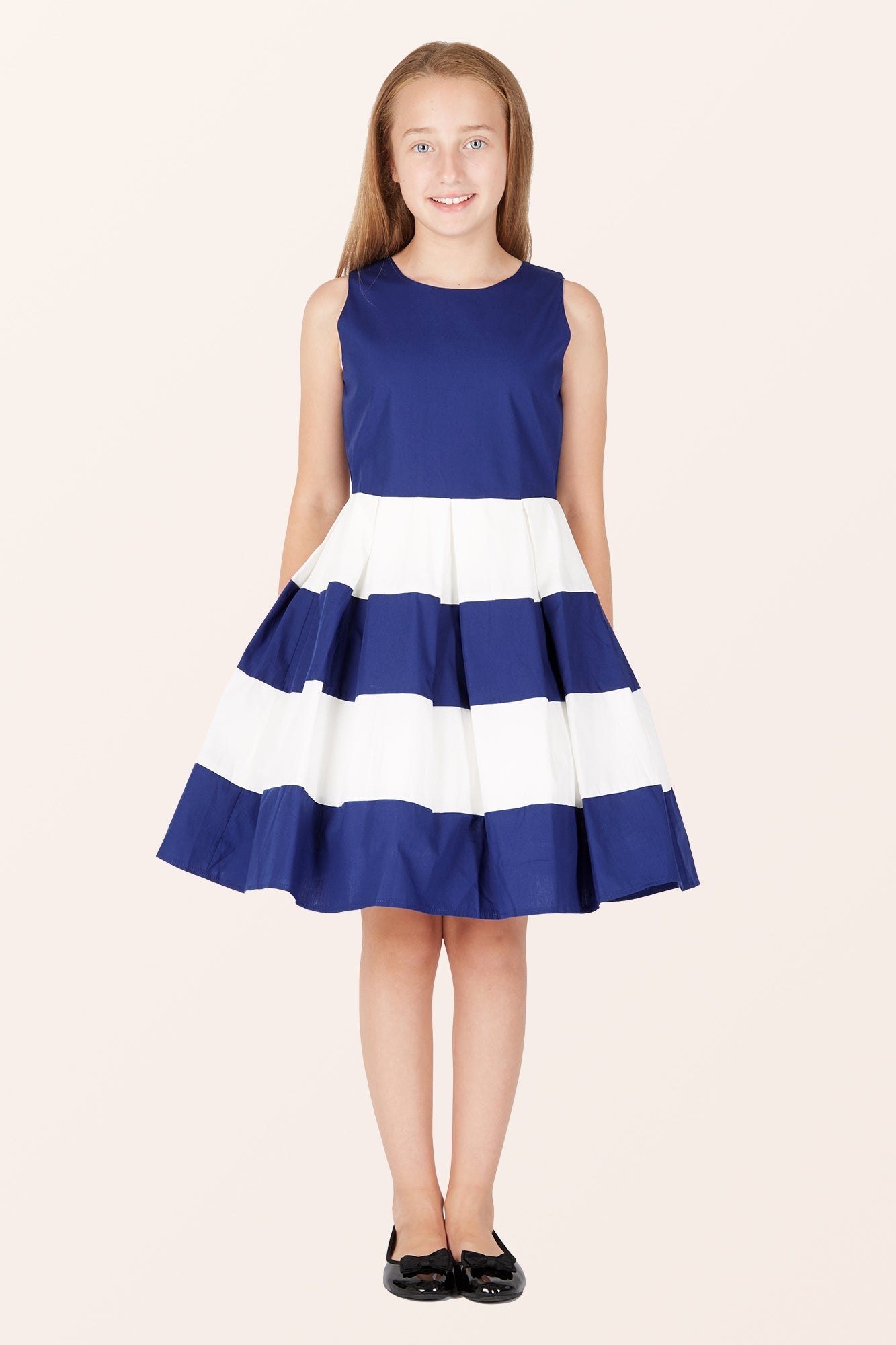 Kids Lilly Striped Dress - Royal Blue