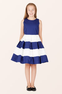 Kids Lilly Striped Dress - Royal Blue