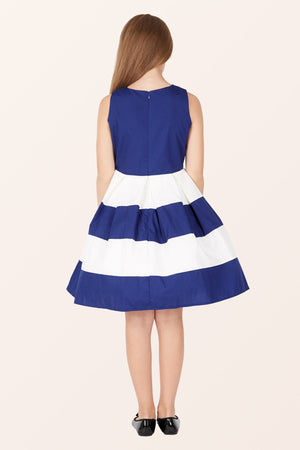 Kids Lilly Striped Dress - Royal Blue