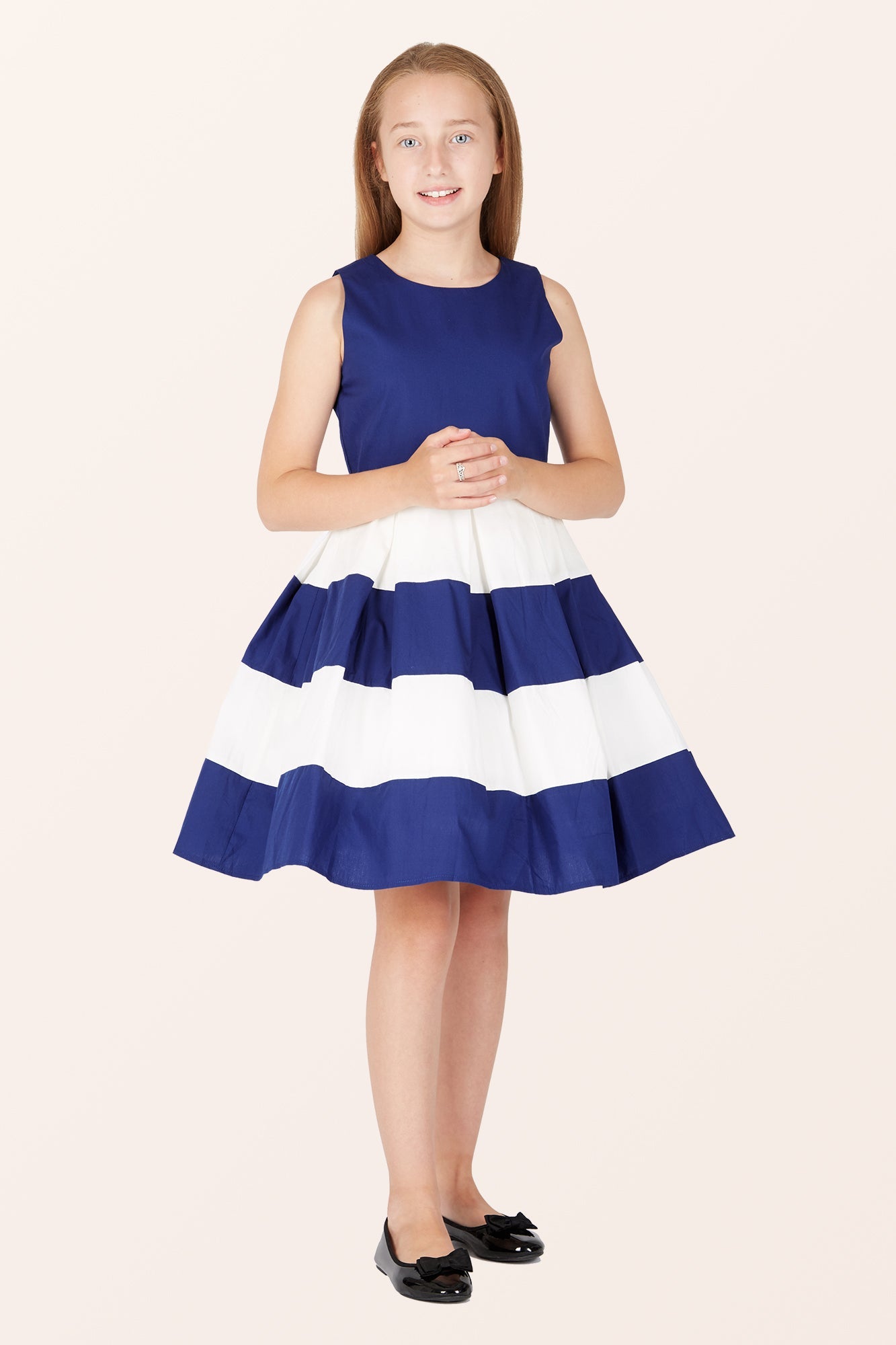 Kids Lilly Striped Dress - Royal Blue