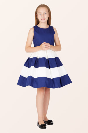 Kids Lilly Striped Dress - Royal Blue