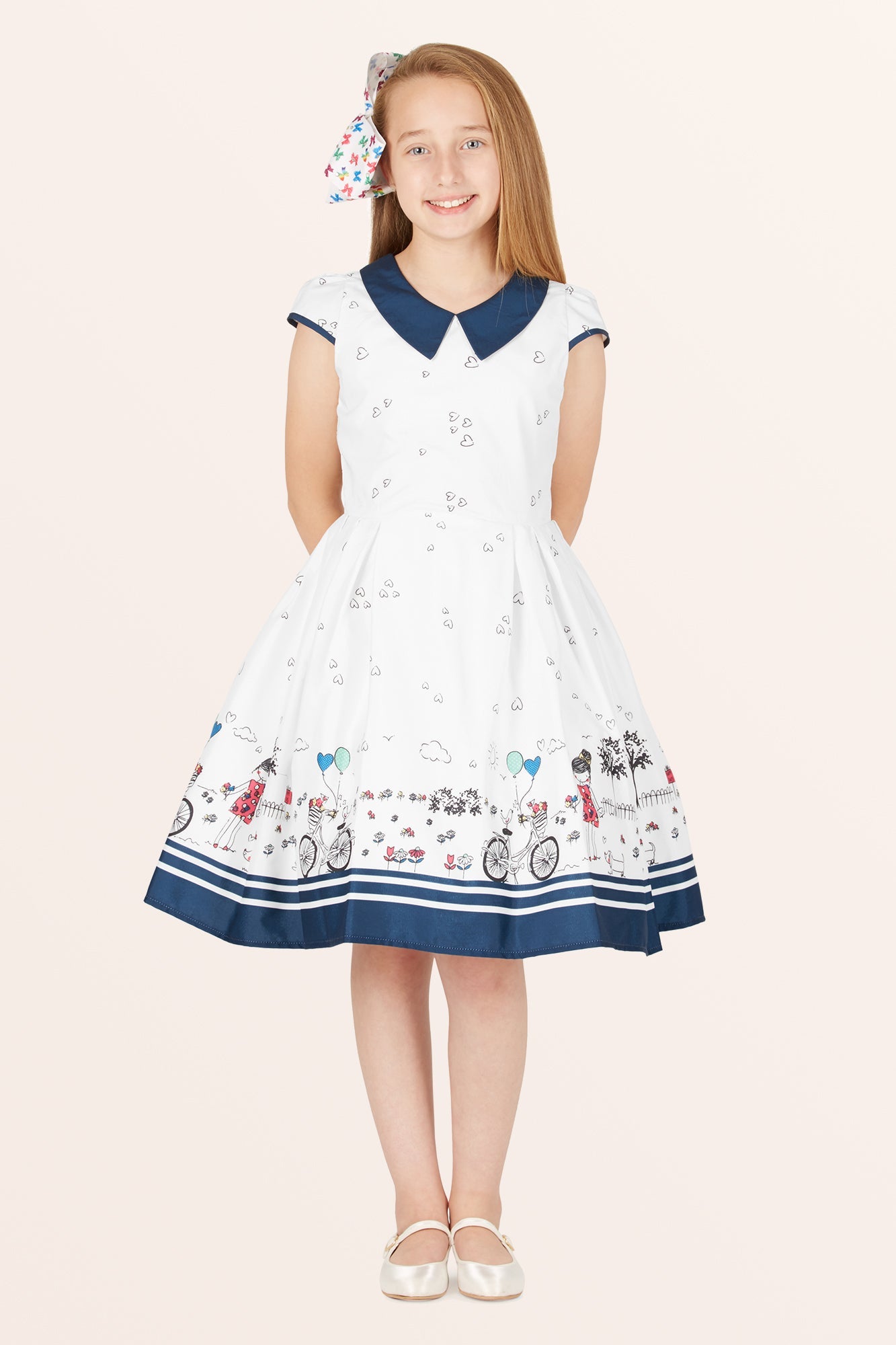 Kids Olivia Polka Dot Dress - White