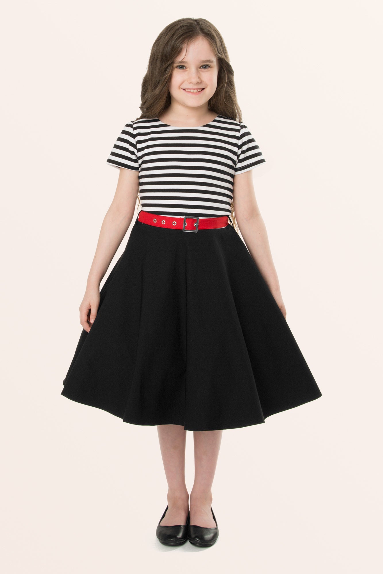 Kids Maria Striped Dress - Black