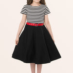 Kids Maria Striped Dress - Black