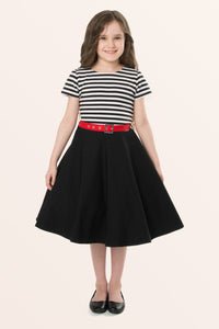 Kids Maria Striped Dress - Black
