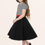 Kids Maria Striped Dress - Black