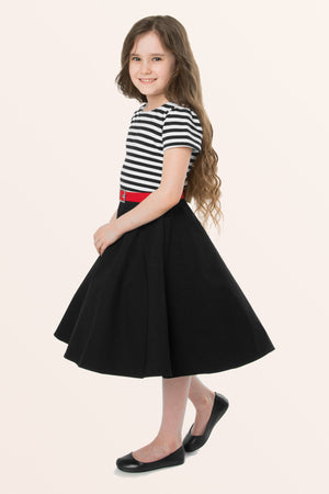 Kids Maria Striped Dress - Black