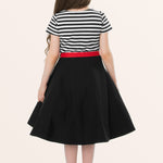 Kids Maria Striped Dress - Black