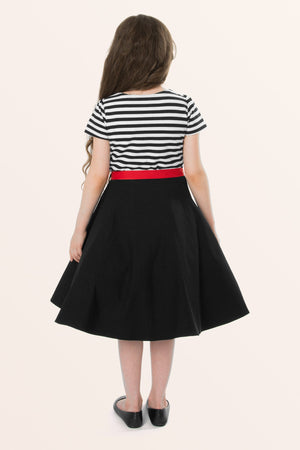 Kids Maria Striped Dress - Black