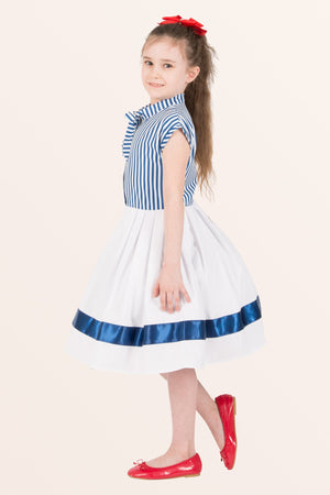 Kids Polly Striped Dress - Blue