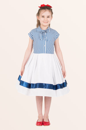 Kids Polly Striped Dress - Blue
