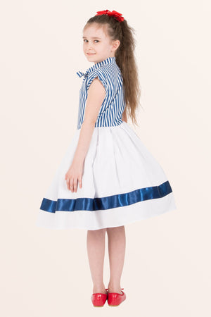Kids Polly Striped Dress - Blue
